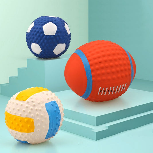Pet Latex Toy Ball High Elastic Cotton Filled Latex Football For Small Dog Playing Pet Sound Toy Chew Toy Dog Accessories